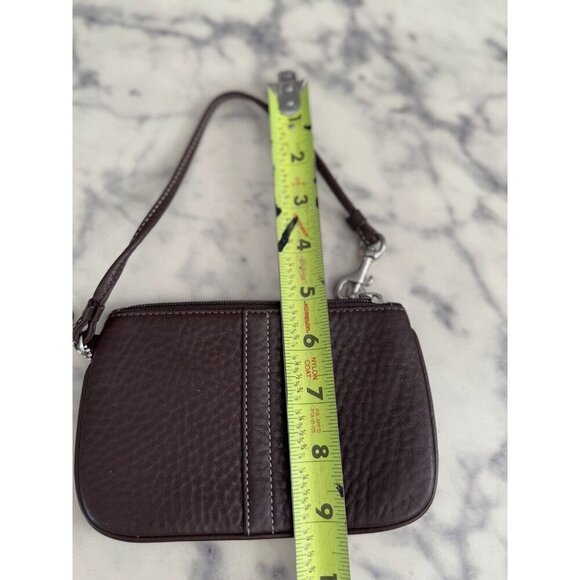 Coach Brown Pebbled Leather Small Wristlet Mahogany Womens Wallet - Picture 3 of 6